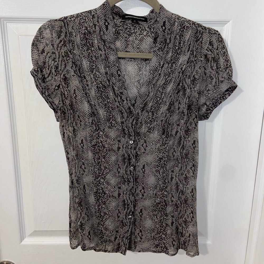 Express Sheer Snake Skin Top, Size Medium
